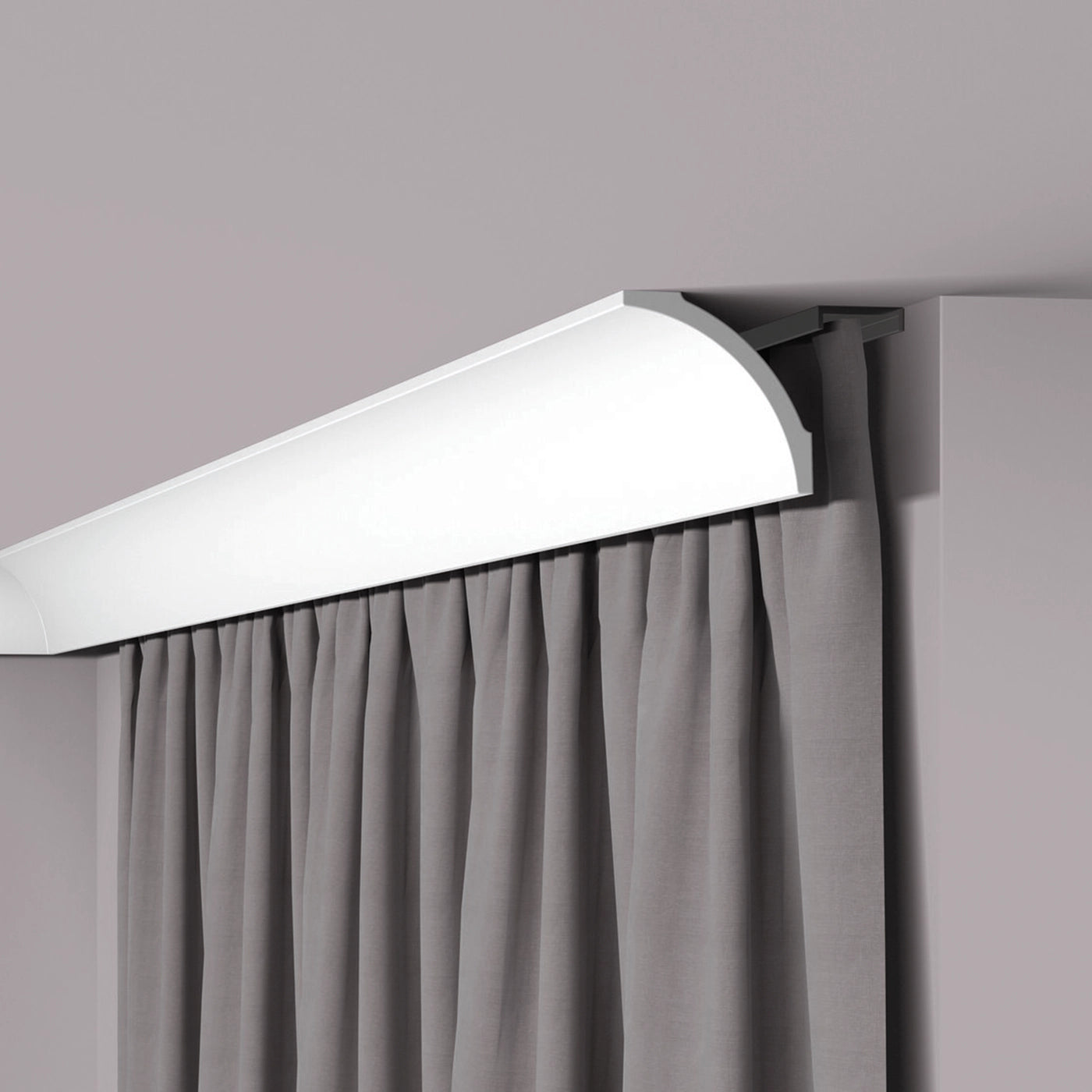 NOMASTYL® NMC 2m Ceiling Coving on plain wall and ceiling with curtain Decormania UK